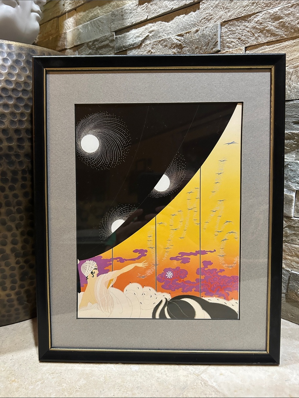 ERTE Vintage Book Print- “The Coming of Spring” Framed Art